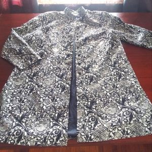 Coldwater Creek Metallic Silver Tapestry Long Jacket Size XL Black